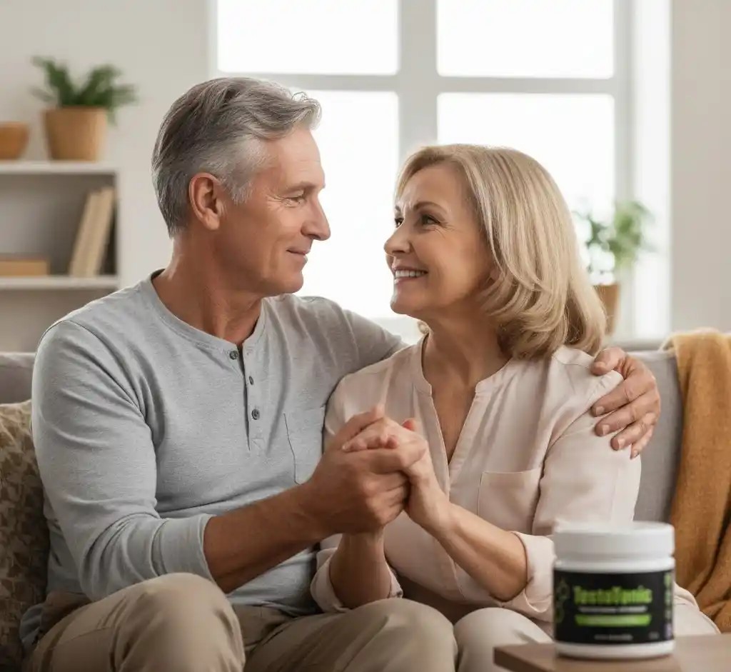 Happy mature couple enjoying renewed energy and vitality with TestoTonic